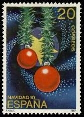 z vendido España 1987 2925 Sello * Navidad c/charnela Yvert2540 Scott2537 Christmas con los colores de España Timbre Espagne Spain Spagna
